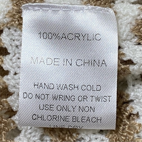 Pink Lily Taupe Ivory Striped Boho Beachy Open Knit Sweater 3XL - Picture 12 of 13